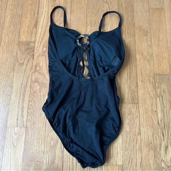 Seafolly Black Circle Maillot Cutout One Piece Bathing Swimsuit Women’s Size 8 - Picture 4 of 6